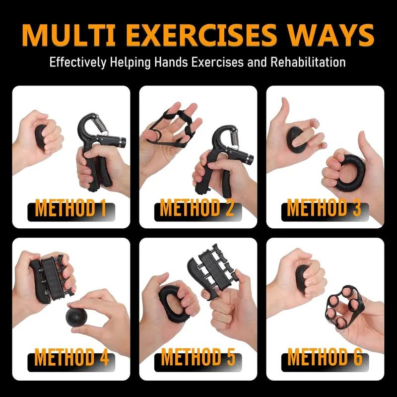 5PCS Grip Strength Trainer Kit – Adjustable Hand Gripper Set for Forearm Training