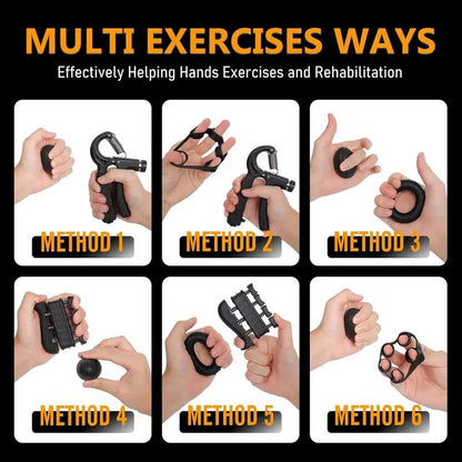 5PCS Grip Strength Trainer Kit – Adjustable Hand Gripper Set for Forearm Training